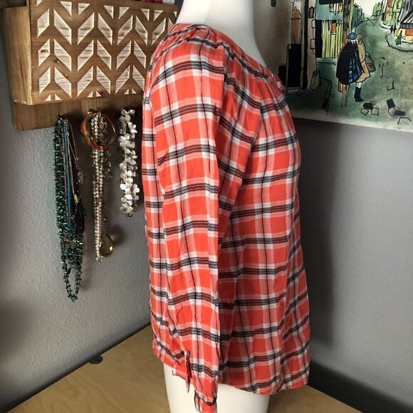 JOIE Selma Plaid Peasant Blouse - Picture 6 of 11